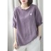 Art Purple Loose Asymmetrical Design Fall Half Sleeve Top