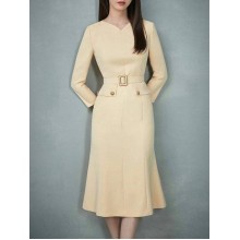 Long sleeve solid color skirt HE1108-02-03