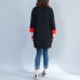 black casual cotton sweater tops oversize long sleeve pullover