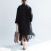 Black long cashmere coats oversized long woolen jackets tasseled cardigans